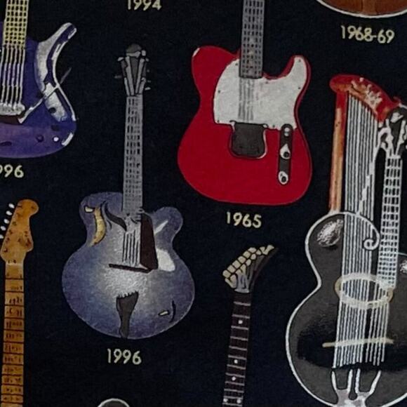Museum Artifacts Handmade Silk Tie Classic Guitars 1910-1996, 57" Long - Picture 2 of 10